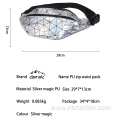 Silver children's Fanny pack Waterproof Silver children's PU Fanny Pack Silver magic PU Graffiti bag